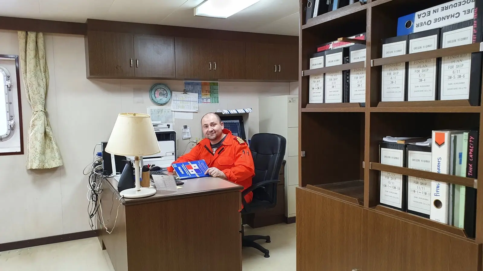 Dragomir Dragoev working as chief engineer officer aboard a commercial vessel